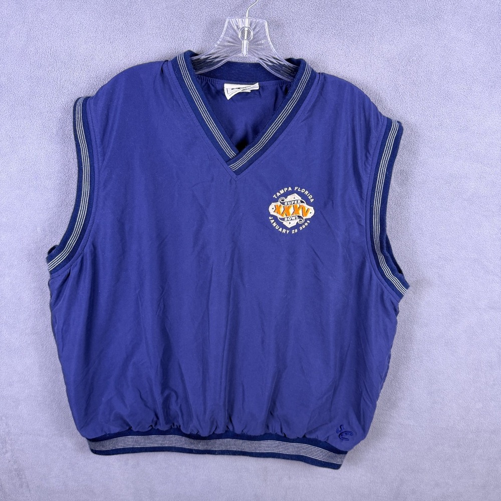 VTG 2001 Superbowl Vest Lee Sport‎ XL Super Bowl Tampa Florida Golf Windshirt